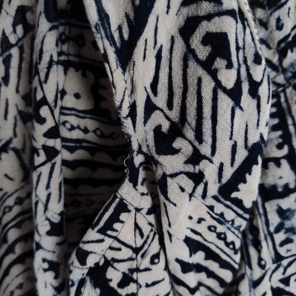 Tienda Ho Oversized Silk Midi Lagenlook Dress Navy Tribal Graphic Print Tunic - Picture 12 of 16